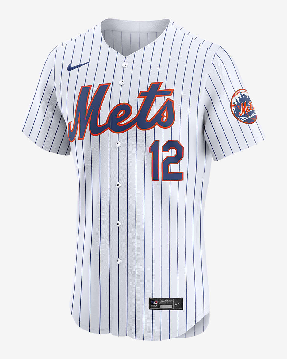 Men s Nike Francisco Lindor White New York Mets Home Elite Jersey